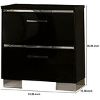 Chettle high-gloss nightstand styled beside a bed