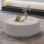 Ardenne fluted coffee table in white with a tempered glass top