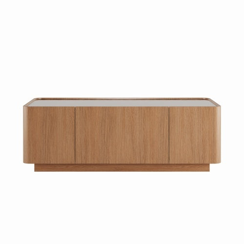 Kelso glass-top coffee table styled with a sofa