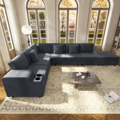 Ellery Storage Sectional in beige, L-shape