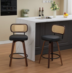 Padstow counter stools in black with linen upholstery