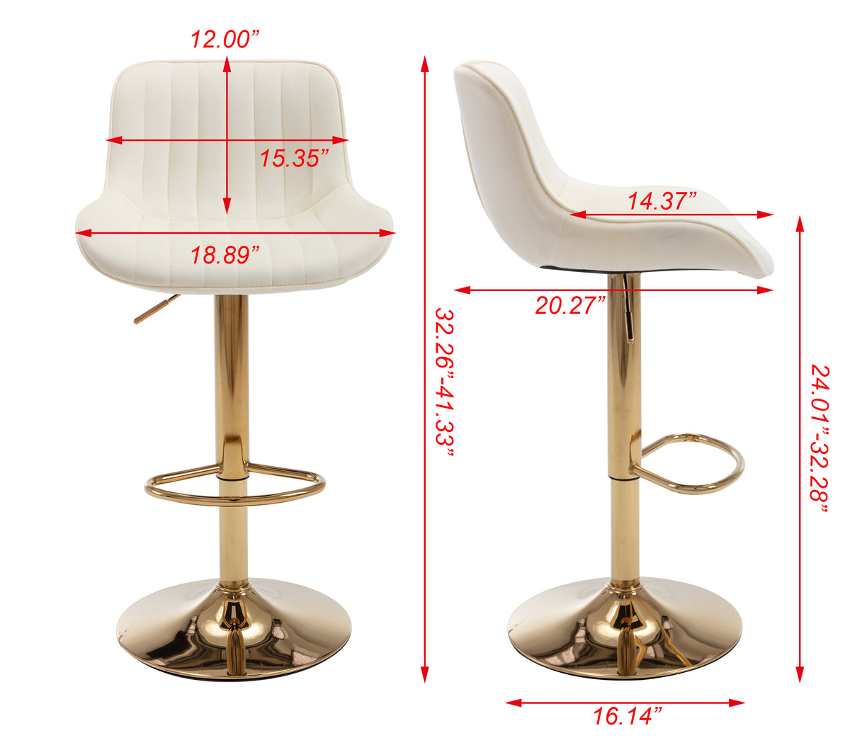Cromer stool chrome footrest and gold leg detail