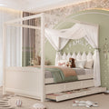 Selby platform bed in beige velvet with upholstered headboard