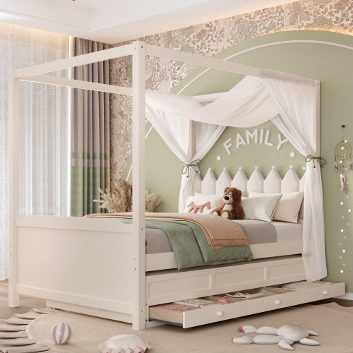 Selby platform bed in beige velvet with upholstered headboard