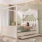 Whitby canopy platform bed in beige