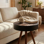Saxon side table with the top open showing interior storage