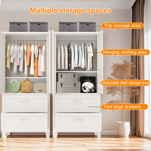 Zermatt wardrobe open showing the hanging rod and shelves