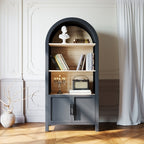 Cavill arched bookcase in dark grey, doors closed