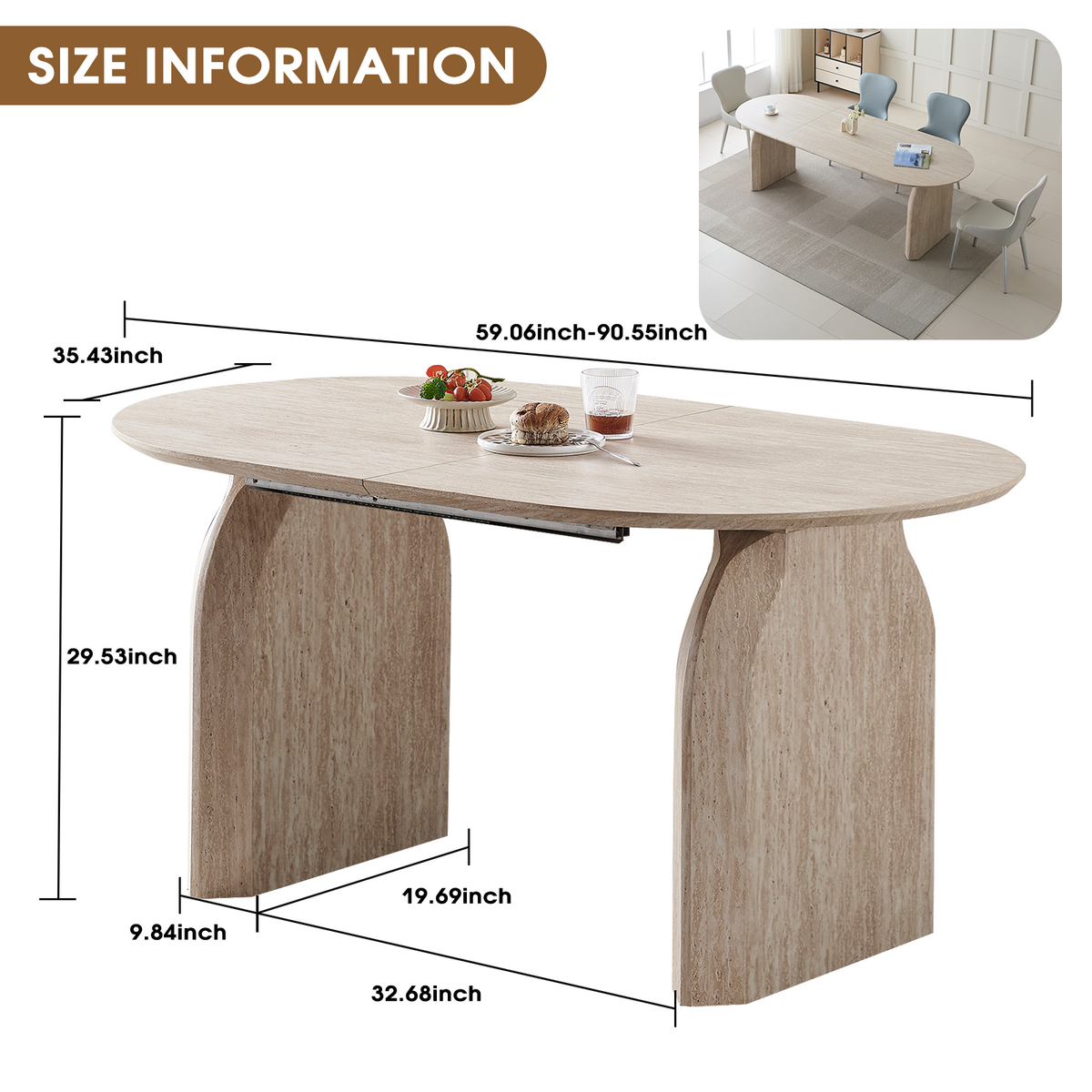 Pella Extending Dining Table, angled view