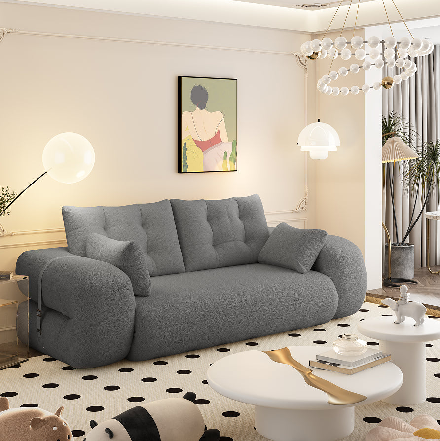 Redcar teddy fabric sleeper sofa in grey