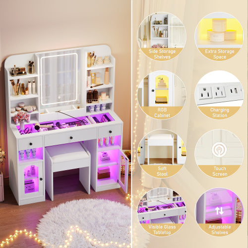 Truro LED vanity desk in a bedroom
