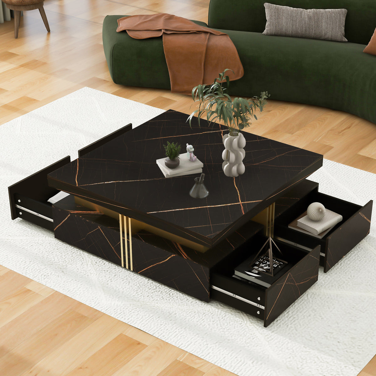 Ravel Marble Coffee Table in a living room