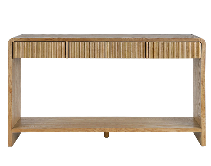 Fairford three-drawer console table in a hallway