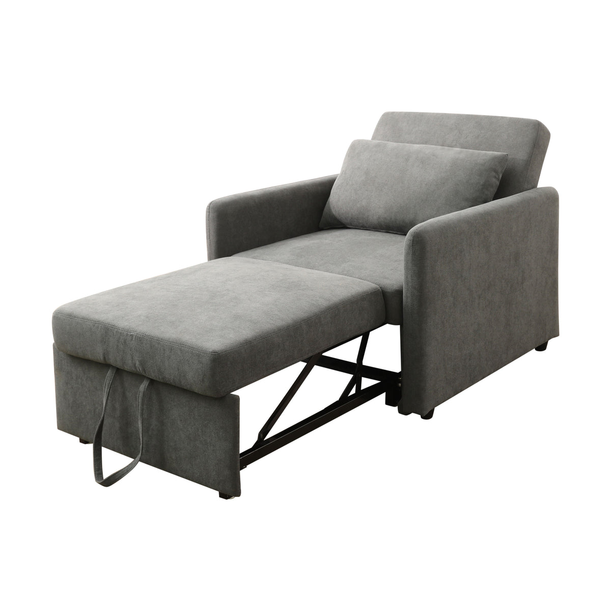 Pelham folding sleeper chair in dark grey, upright