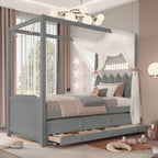 Whitby canopy platform bed in dark grey