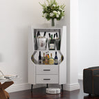 Wrexham bar cabinet open shelves and mirrored back panel