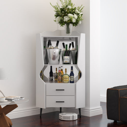 Wrexham bar cabinet open shelves and mirrored back panel
