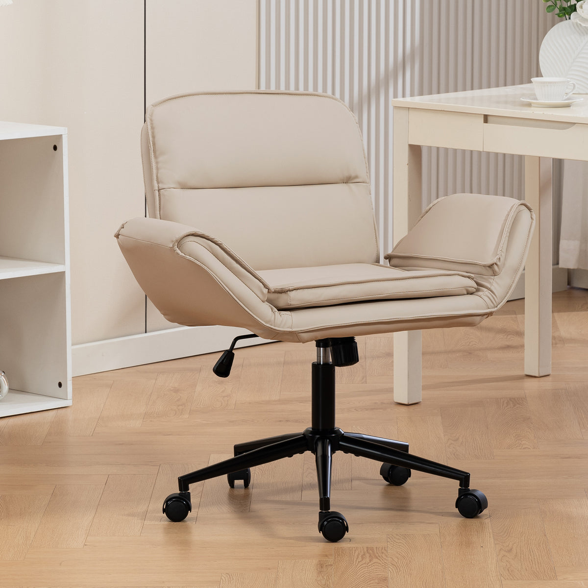 Alnwick chair in beige faux leather