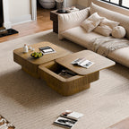 Zola square coffee table styled with a sofa