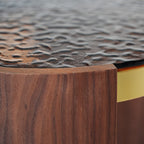 Ymir round coffee table set with the pieces separated