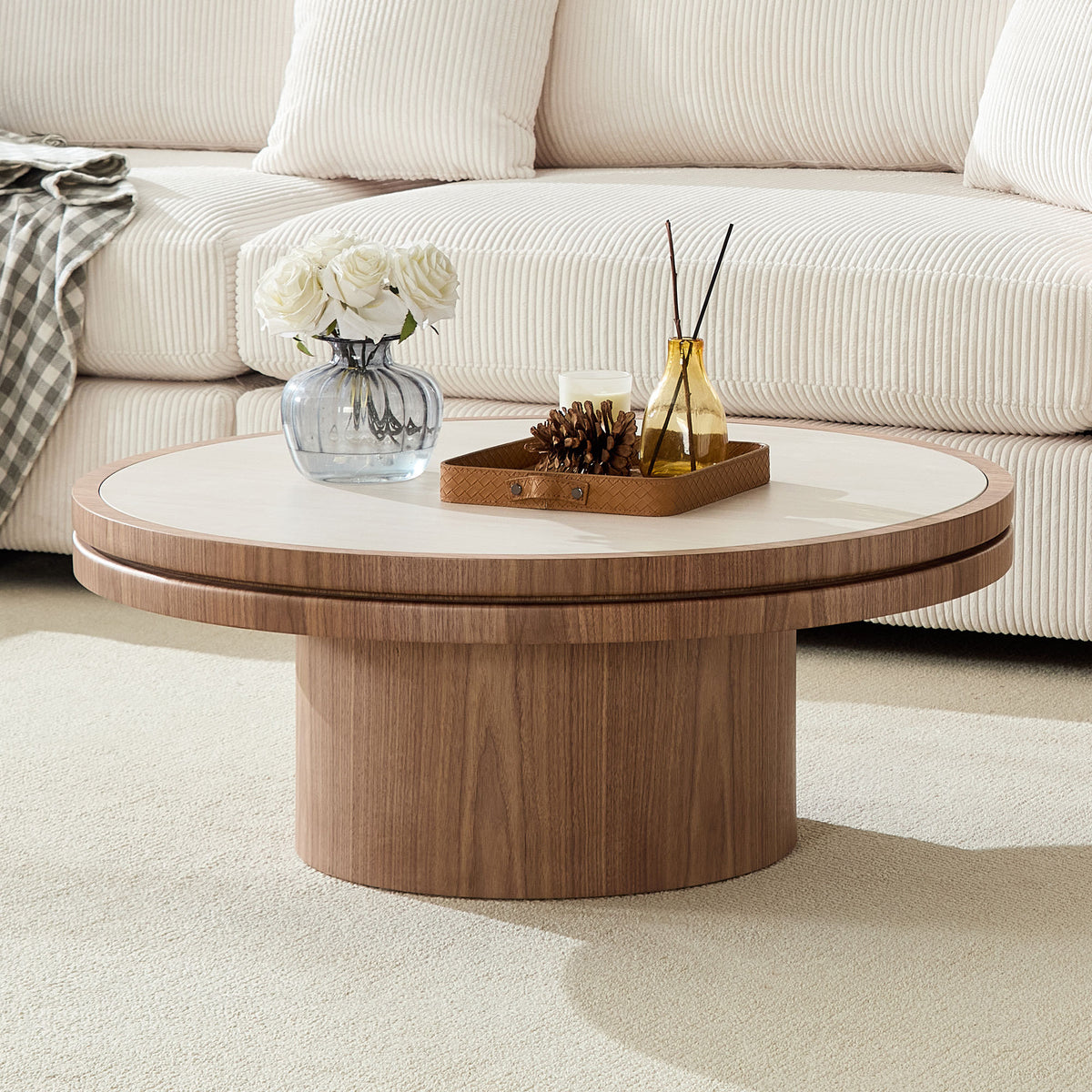 Eldin coffee table pedestal base detail