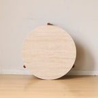 Linden round coffee table top surface and grain detail