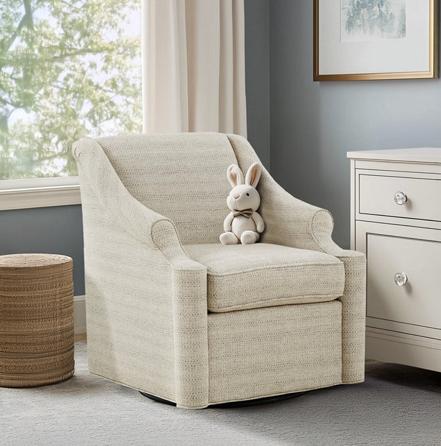 Kirkby tufted swivel glider chair in tan