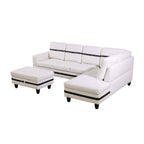 Jesmond leather corner sectional in white, in a living room
