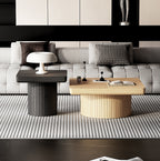 Varen coffee table cylindrical pedestal base detail