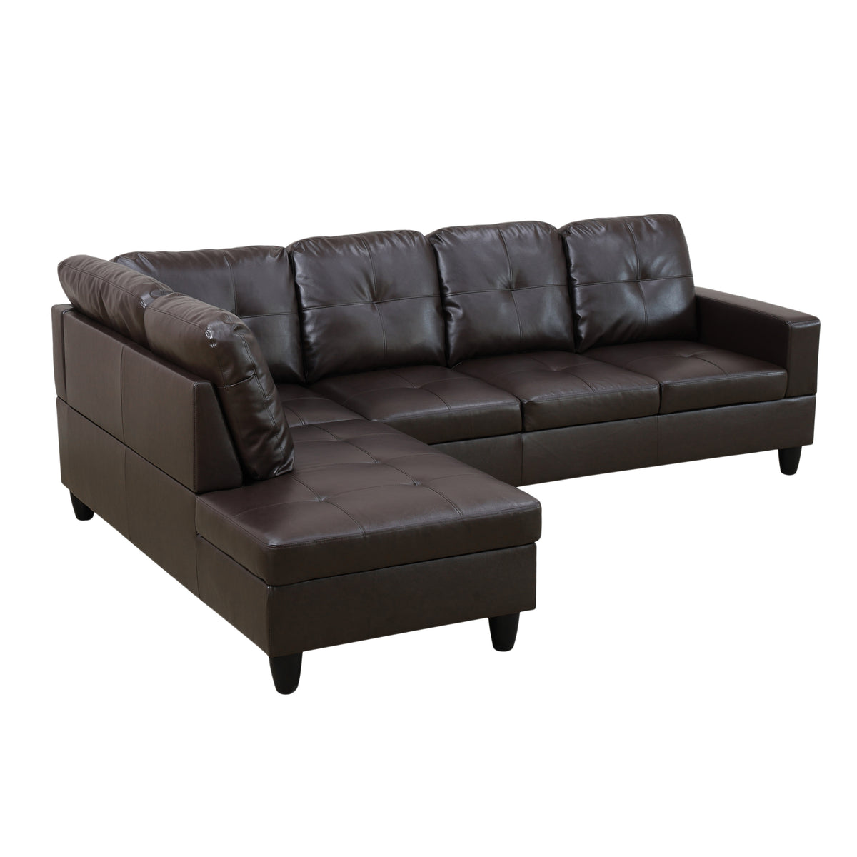 Lindau Leather Sleeper Sectional, angled view
