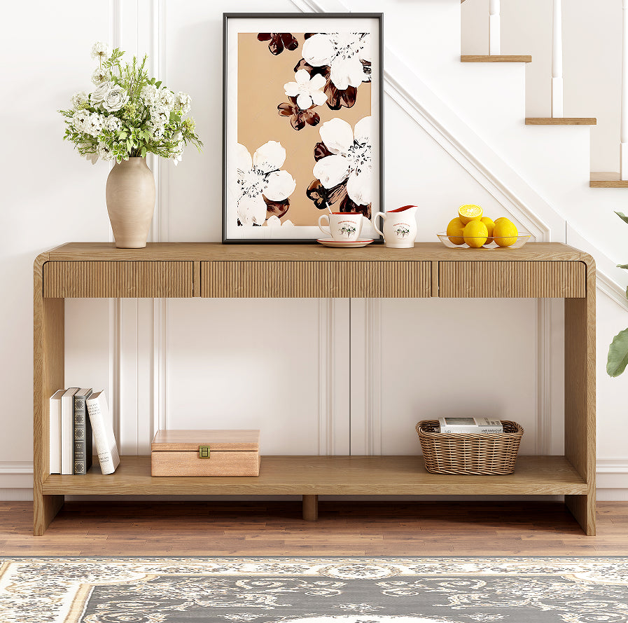 Fairford three-drawer console table in black