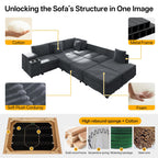 Ellery Storage Sectional in a living room