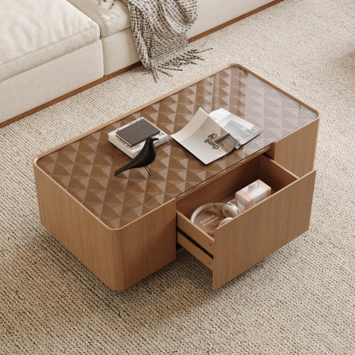 Kelso coffee table glass top seen from above