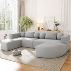 Jarrow modular sectional in dark grey chenille, in a living room