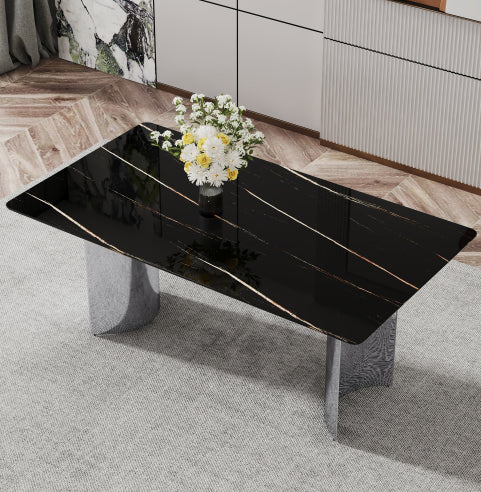 Zennor glass dining table in black