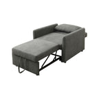Pelham chair in dark grey, folded out flat as a single bed