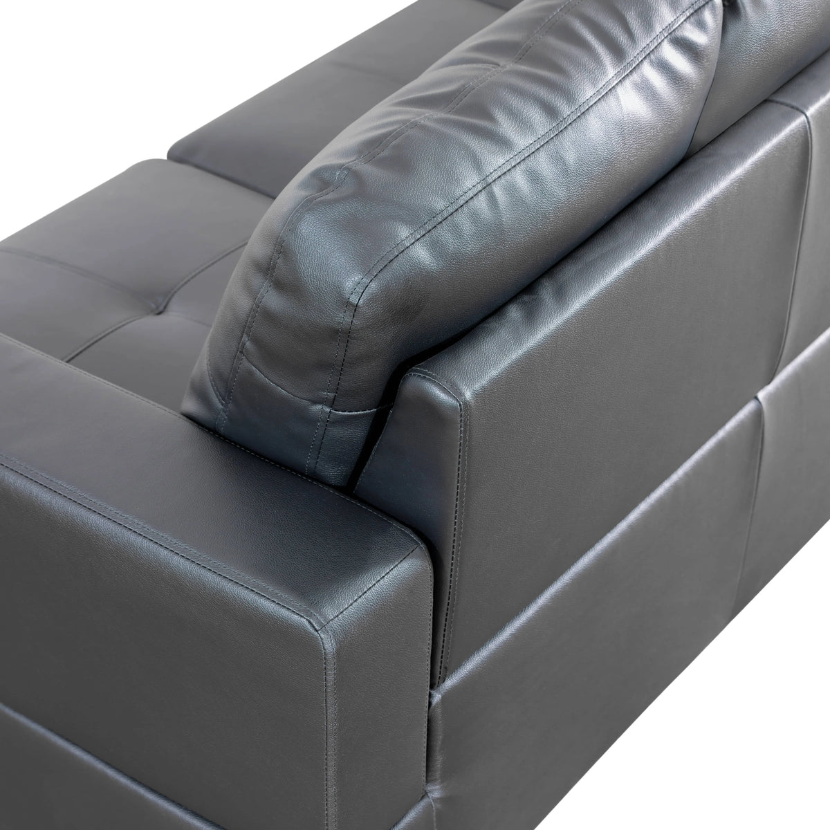 Kestrel Leather Sectional, tufted back