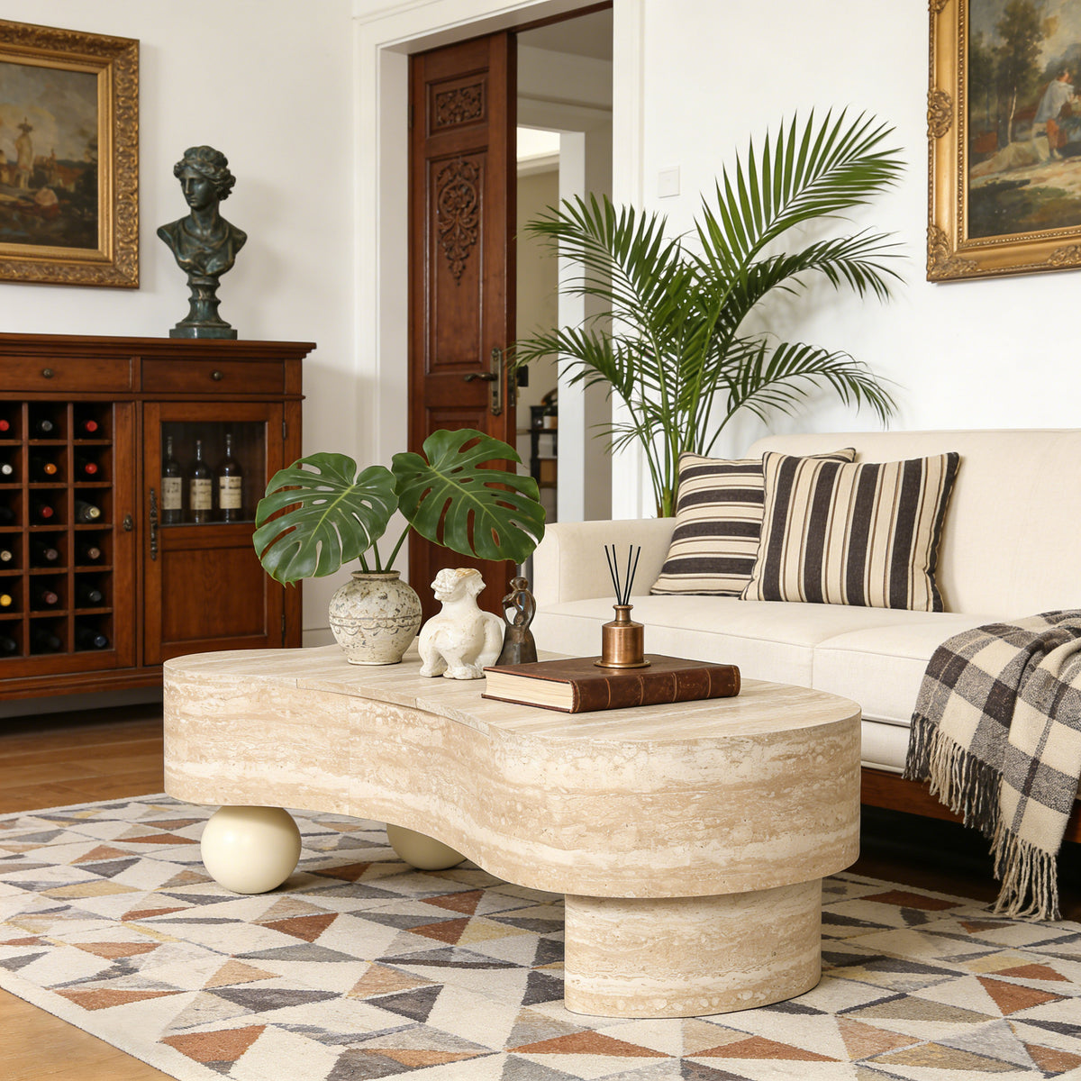 Dovre coffee table with the flip top open showing hidden storage