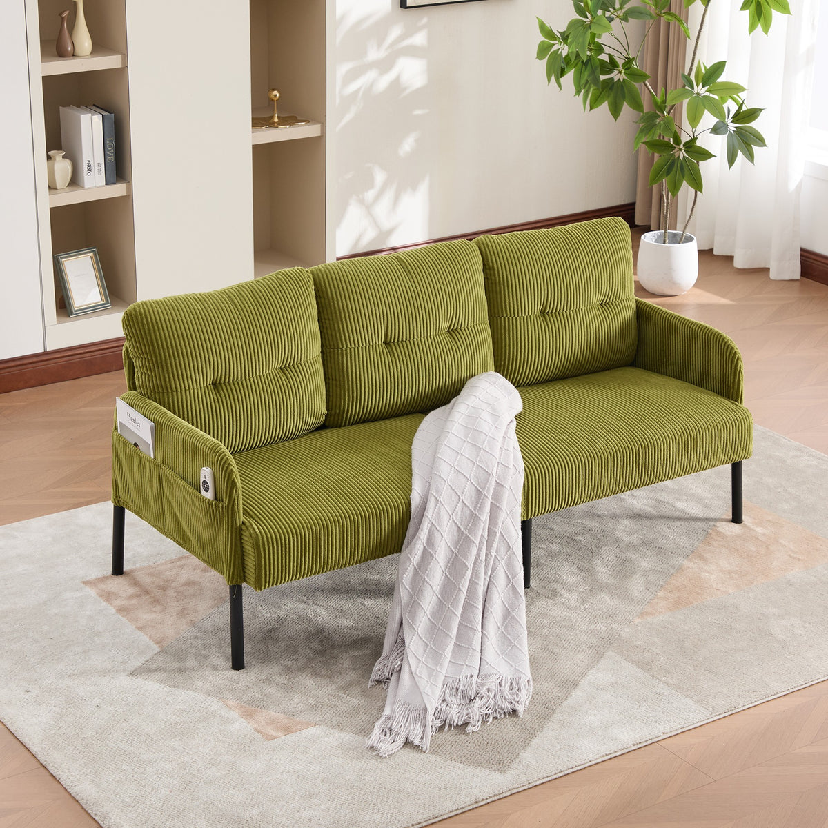 Dunbar corduroy loveseat in olive green