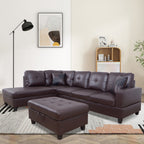 Lindau Leather Sleeper Sectional, converted to bed