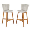 Salcombe woven outdoor bar stool in light grey, front view