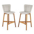 Salcombe woven outdoor bar stool in light grey, front view