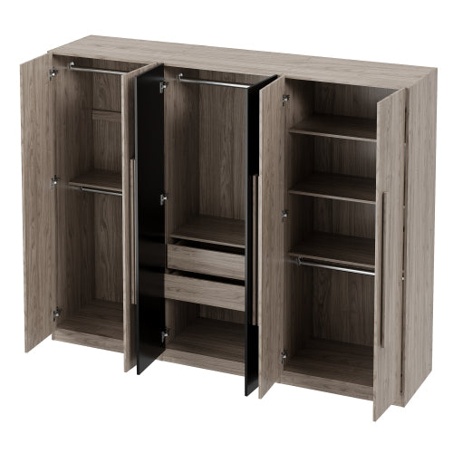 Yvoire six-door wardrobe shown against a bedroom wall