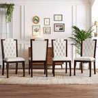 Hexham linen dining chairs in beige and espresso