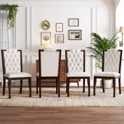 Hexham linen dining chairs in beige and espresso