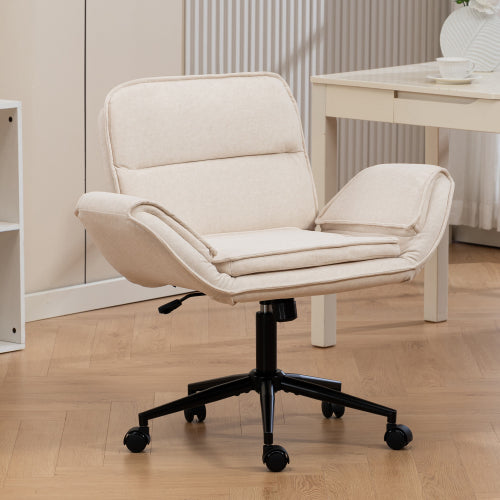 Alnwick swivel vanity chair in beige fabric