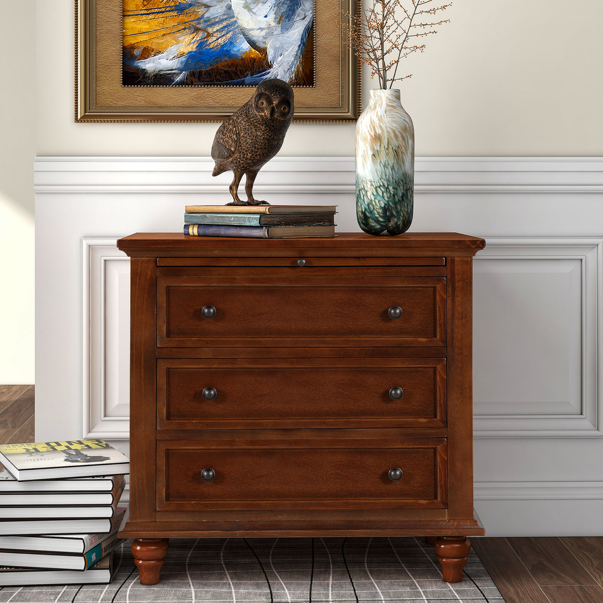 Rousdon tall nightstand in brown