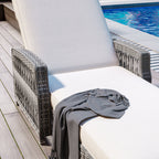 Oban lounger rattan weave and iron frame detail
