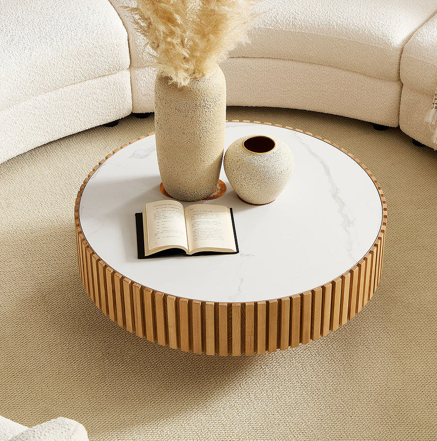 Harlow coffee table seen from above showing the round top