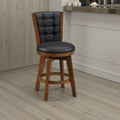 Rye swivel counter stools in brown and black faux leather, pair